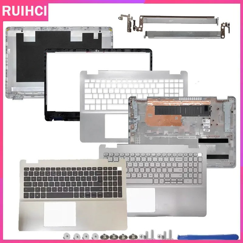 Para DELL Inspiron 15 5584 P85F Nova Capa Traseira LCD 0GYCJR Moldura Frontal 0J0MYJ Dobradiças Apoio As Mãos 0DFX5J Cas