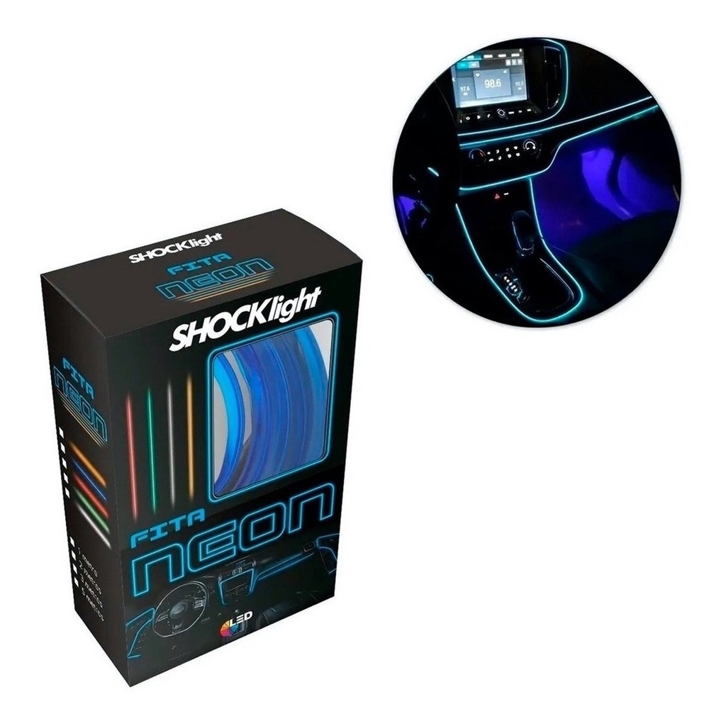 Fita LED Neon Automotivo Painel 5 Metros Luz Azul, Laranja, Verde, Branca, Vermelho 12V 5 Metros