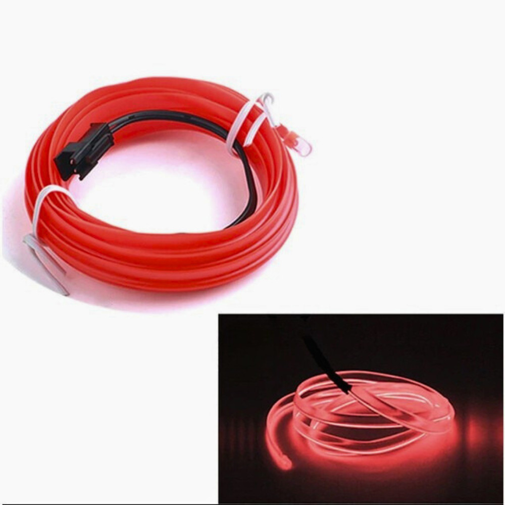 Fita LED Neon Vermelho Luz Automotiva 5m Flexível A Prova D'Água 3w 12v