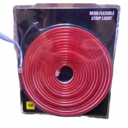 Mangueira 5m Fita Led Neon Flex 6x12 Plug+ 01 Fonte 12v Vermelho Medida para Corte: 2,5 cm (marcação na fita)