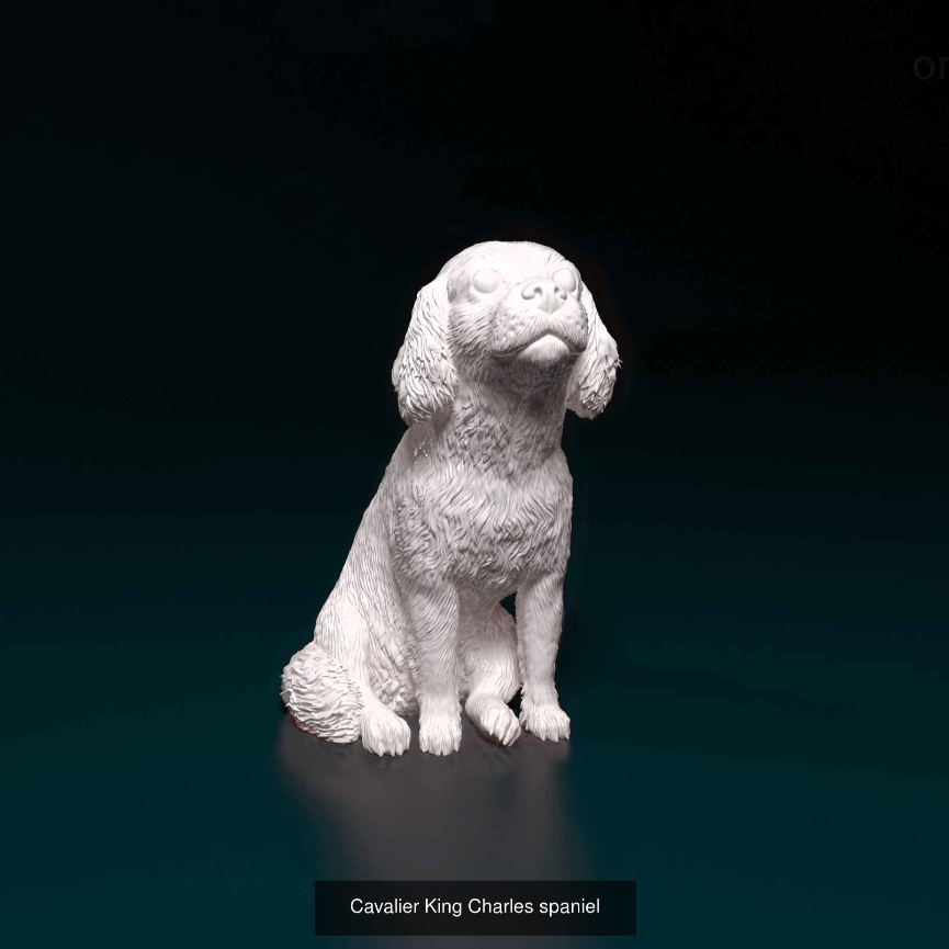 Miniatura Cavalier King Charles Spaniel (Cavalier) - Pintura Personalizada ou Cor única - Estátua de Cachorro 3D