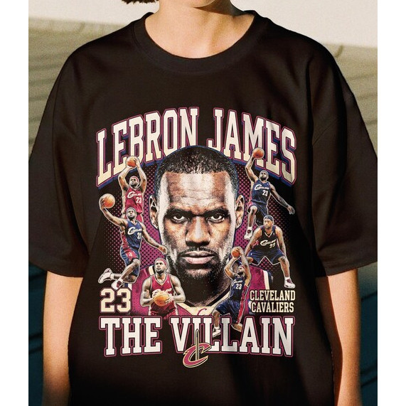 Camiseta Oversized LeBron James Cavaliers The Villain Masculina Feminina Basquete Streetwear T-shirt
