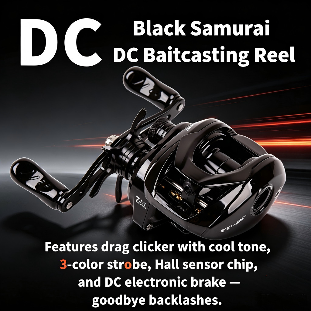 Preto Samurai DC Controle Digital Carretel De Pesca De Arremesso Longo Elenco 7.3 : 1 Cerâmica Arrastar 10kg