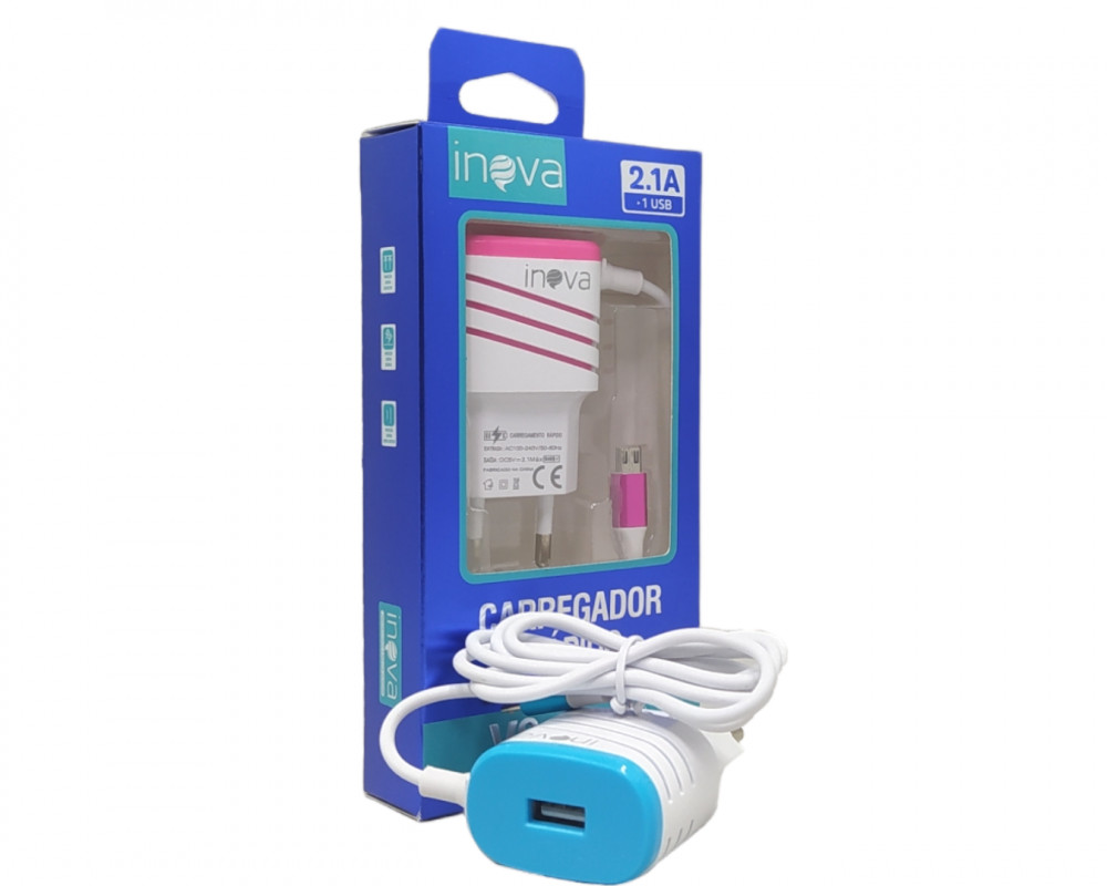 Carregador Tipo V8 2.1A com 01 porta USB INOVA CAR-G5014-G28