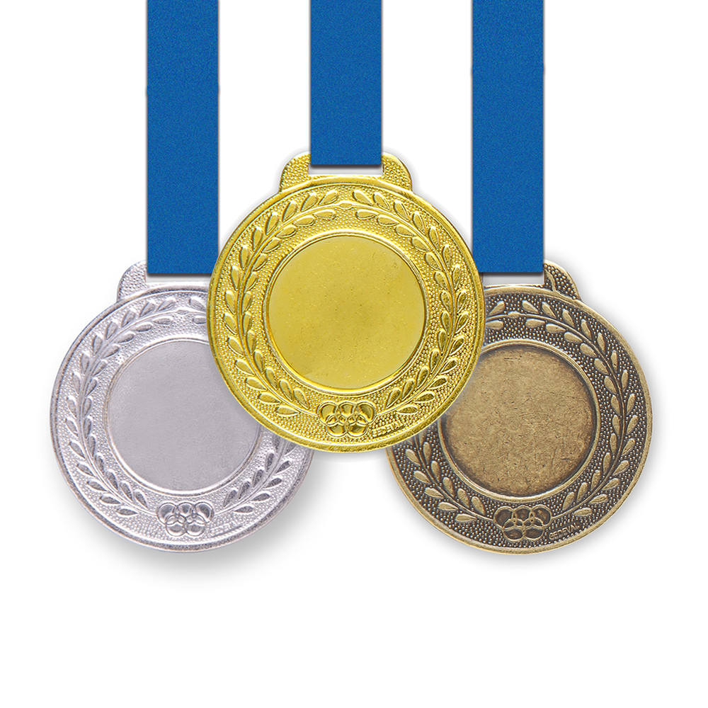 40 Medalhas Metal 44mm Lisa - Ouro Prata Bronze