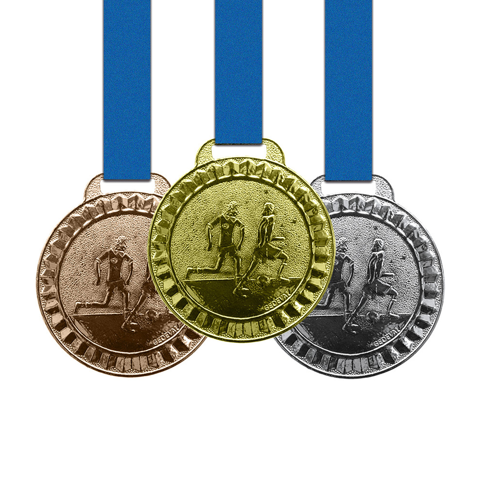 50 Medalhas Futebol Metal 44mm Ouro Prata Bronze