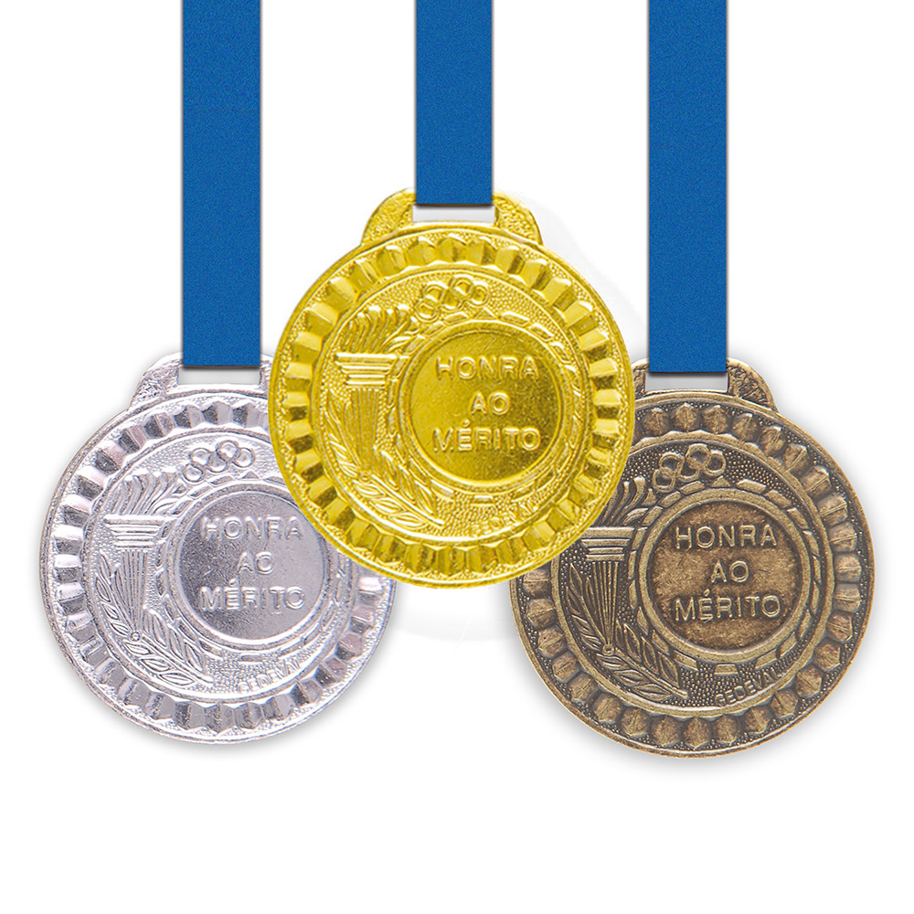 20 Medalhas Metal 35mm Honra ao Mérito Ouro Prata Bronze
