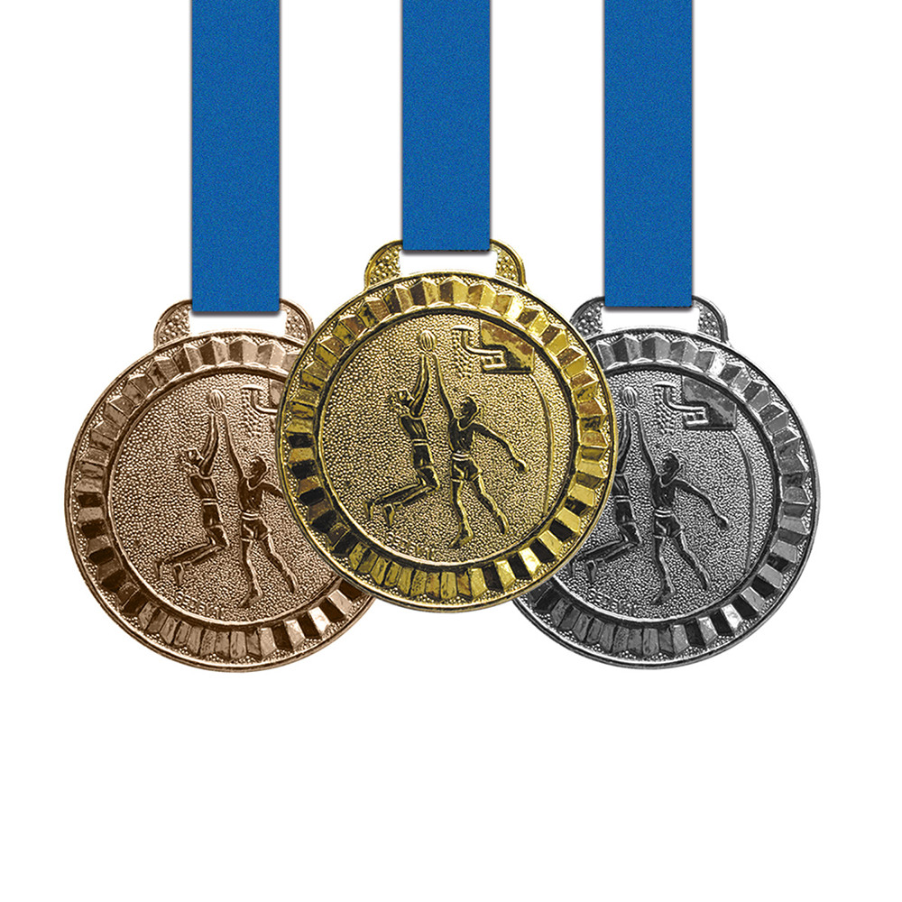 50 Medalhas Basquete Metal 44mm Ouro Prata Bronze