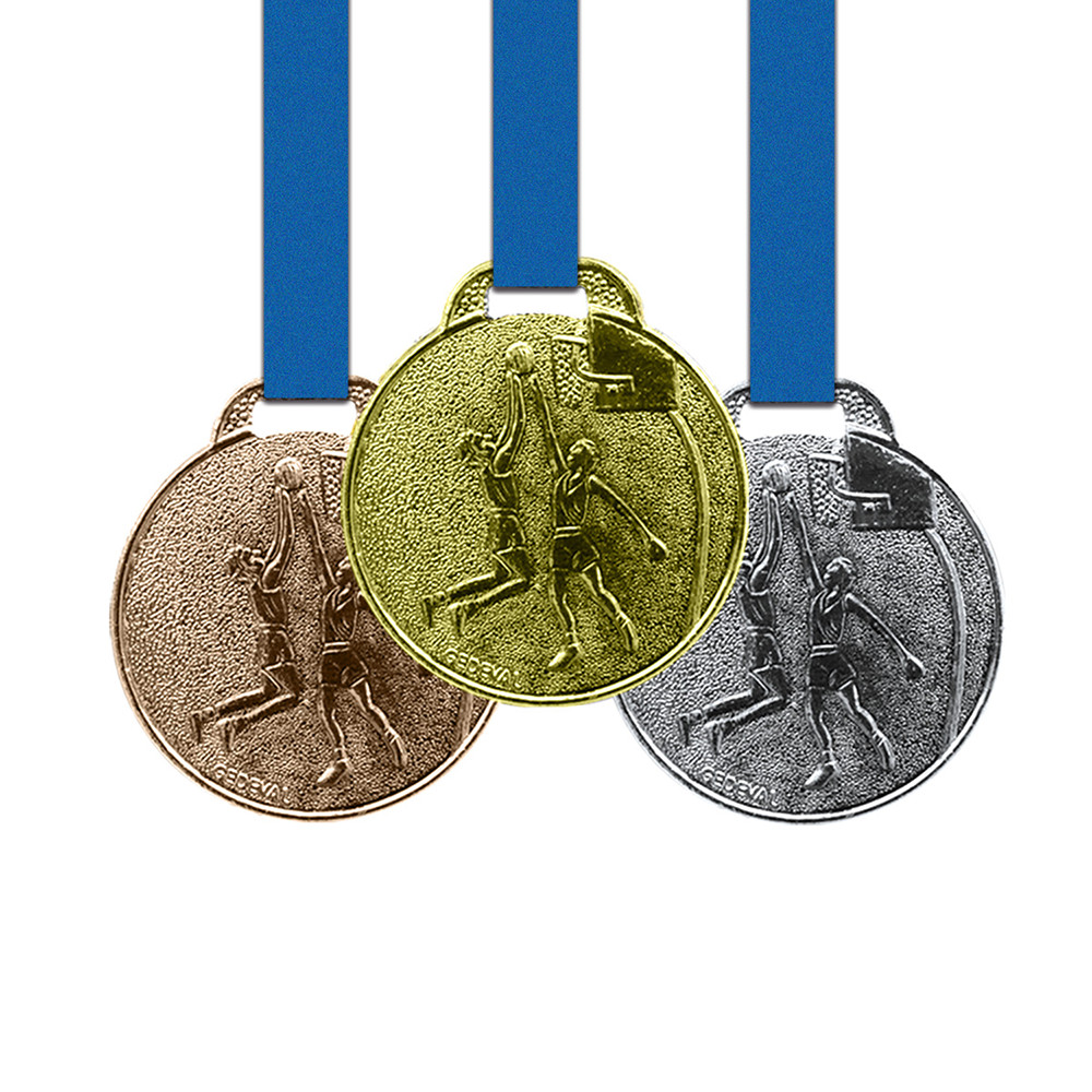 20 Medalhas Basquete Metal 35mm Ouro Prata Bronze