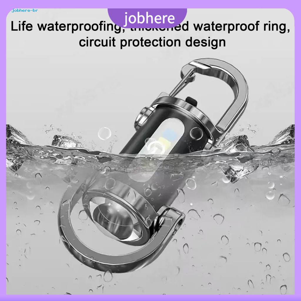 Outdoor Keychain Light Portable Dual Source Rechargeable Flashlight with Modes Waterproof Design Warning Compact and for