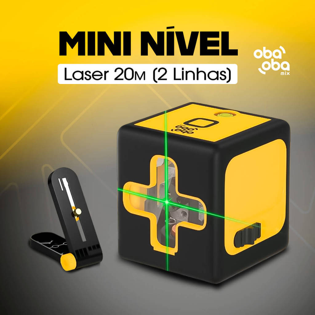 Mini nível a Laser Recarregável 20 Metros Com 2 Linhas de Nivelamento com Bip Sonoro Pratico e Fácil