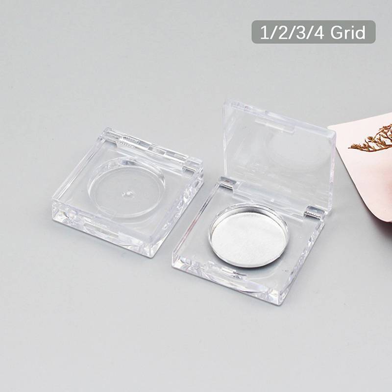 Mini Estojo Quadrado Para Sombra Em Pó , Com Tampa Transparente E Placa De Alumínio , Plástico , Faça Você Mesmo , Recip
