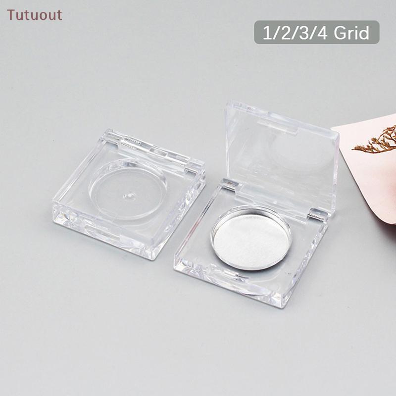 TUTU Mini Quadrado Sombra Em Pó Caso Com Tampa Transparente & Placa De Alumínio Plástico DIY Blush Recipiente Ferramenta