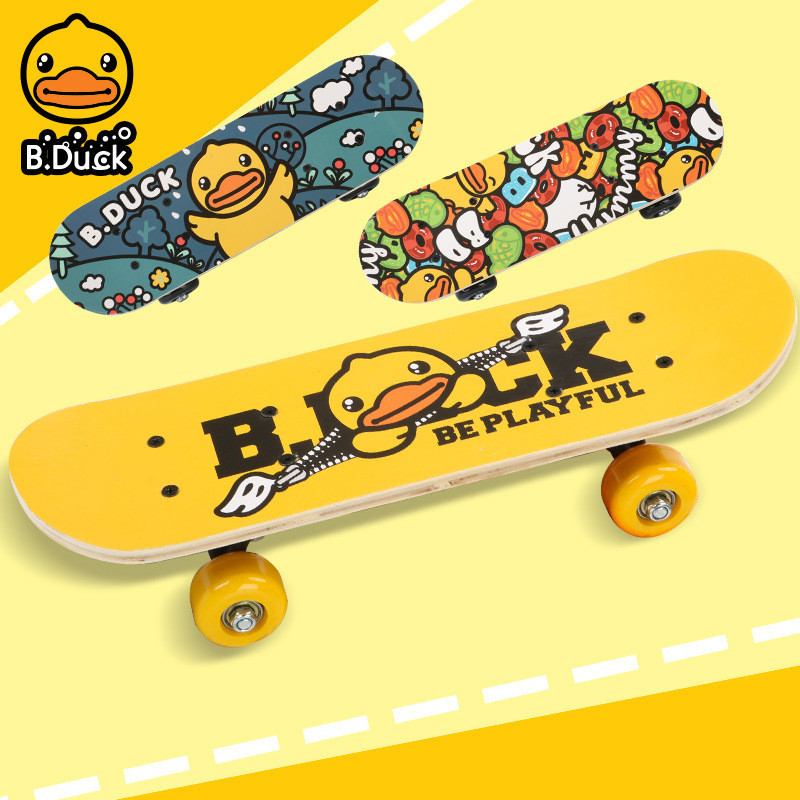 B.Duck pequeno pato amarelo Skate meninos meninas iniciantes quatro rodas ao ar livre duplo-Rocked Mini Scooter crianças