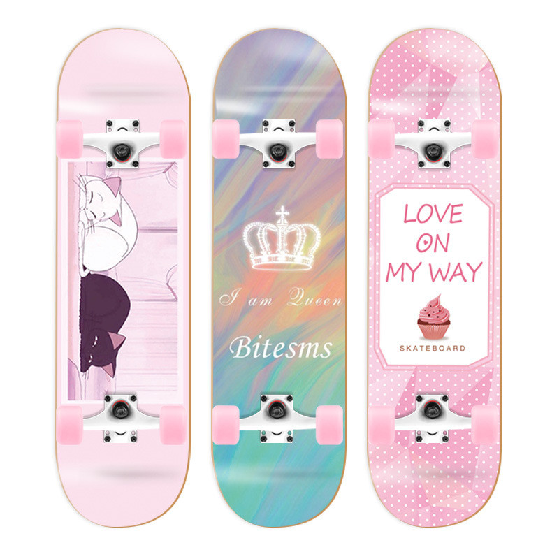 Iniciante duplo-Rocked quatro rodas skate profissional escova de ação rua skate adulto meninos meninas adolescentes cria