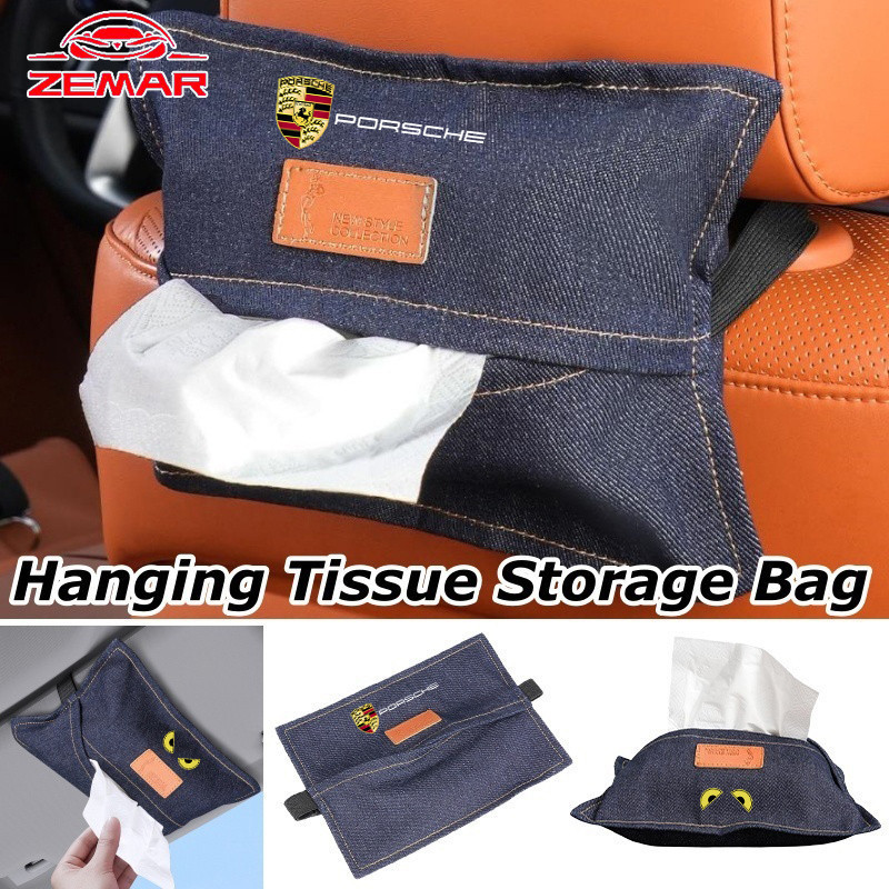 Porsche Denim Saco De Tecido Carro Pára-Sol Pacote Pendurado Tipo Papel Para Cayenne 911 718 Macan Panamera Taycan