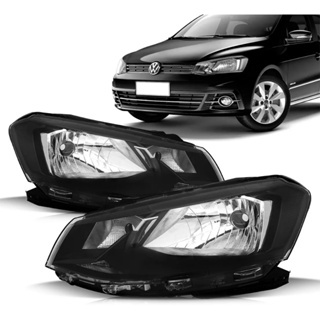 Kit Par Farol Gol Voyage G7 Máscara Negra Friso Preto Foco Simples 2016 2017 2018 2019 2020