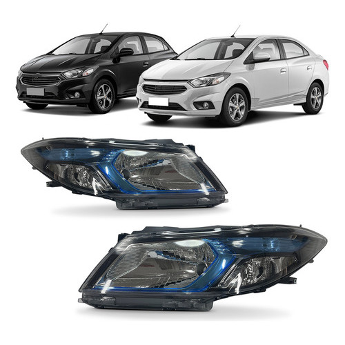 Farol Dianteiro Chevrolet Onix Prisma 2013 2014 2015 2016 Friso Azul Lado Direito Passageiro
