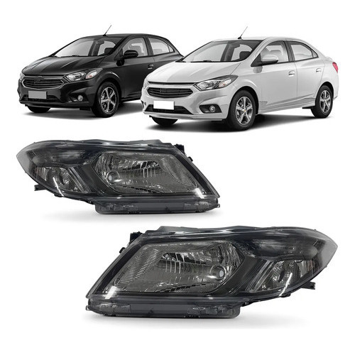 Farol Onix Prisma 2012 A 2019 Manual Friso Cinza Lado Esquerdo Motorista
