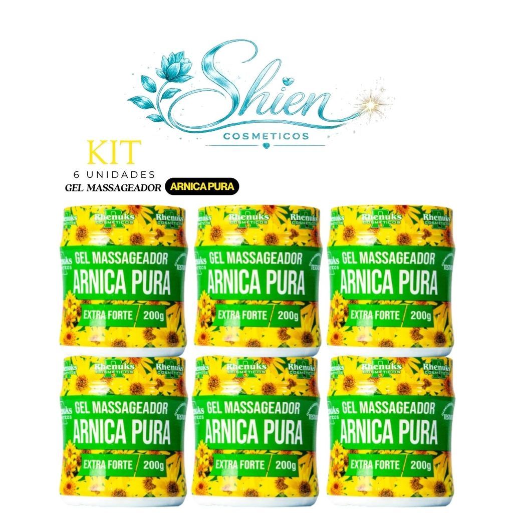 Kit 6 Unidades Gel Massageador Arnica Pura Rhenuks (Afilhado)