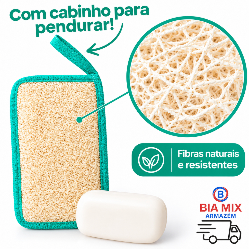 Kit 4 Bucha Vegetal Grande Costurada Retangular Luva Natural Qualidade Premium Excelente para Banhos
