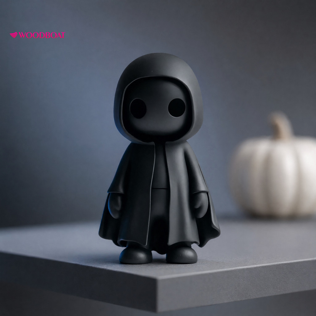 Halloween Ghost Ornament Desktop 3d Printed Cute Figurine – Spooky Cloak Statue Funny Sculpture for Home Office Desk D