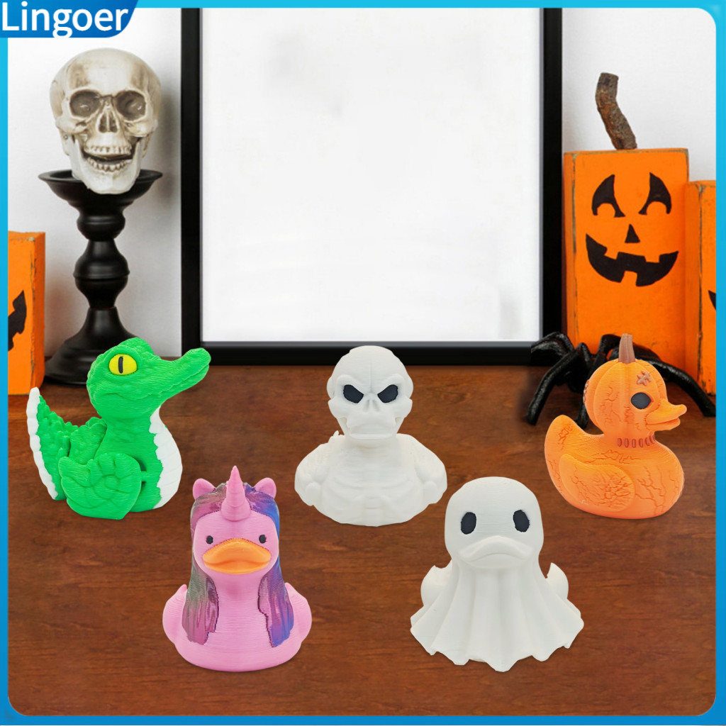 3d Printed Crocodile Duck Figurine Halloween Ghost Pumpkin Demon Statue Animal Sculpture Home Office Decoration Ornament