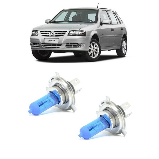 Par Lampada Super Branca Farol Baixo Gol Parati Saveiro G4 2006 a 2014 8500k H7