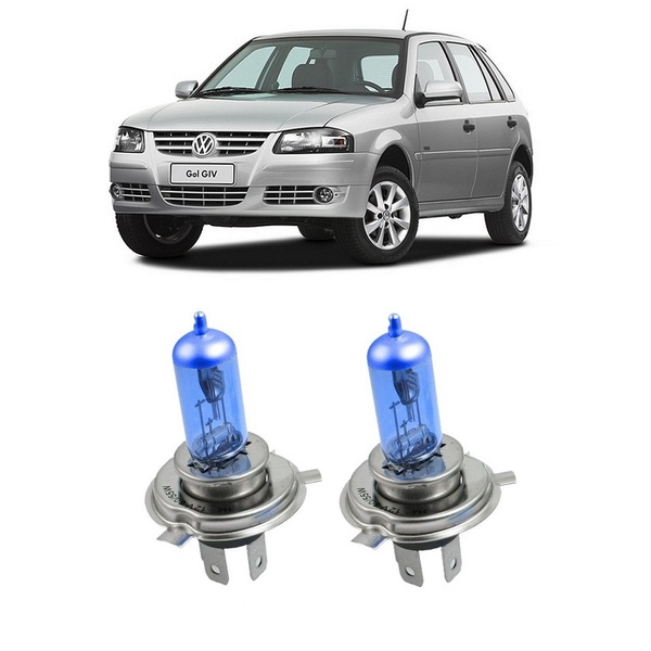 Par Lampada Super Branca Farol Gol Parati Saveiro G4 2006 a 2014 8500k H4