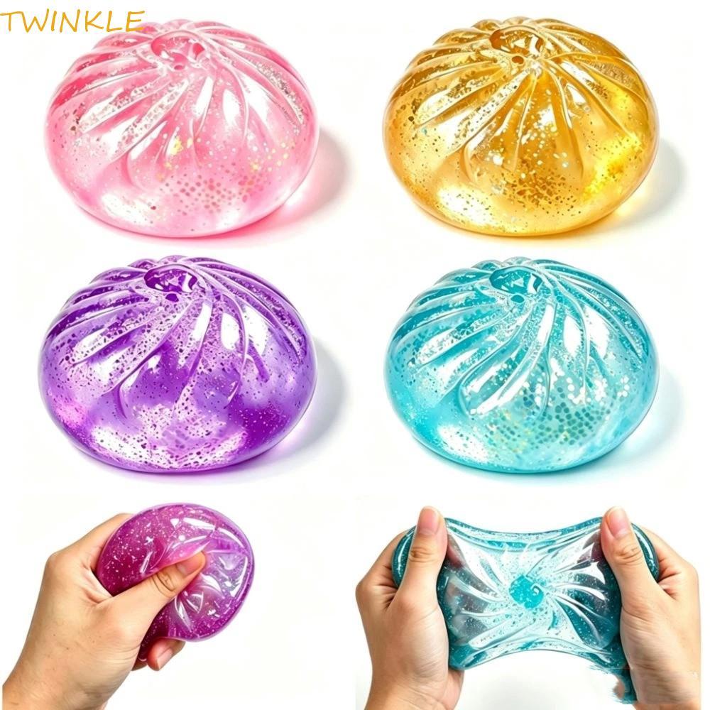 TWINKLEO Glitter Dumpling Fidget Toy , Pão De Bolinho De Maltese Espremível Em Formato De Comida , Macio E Fofo