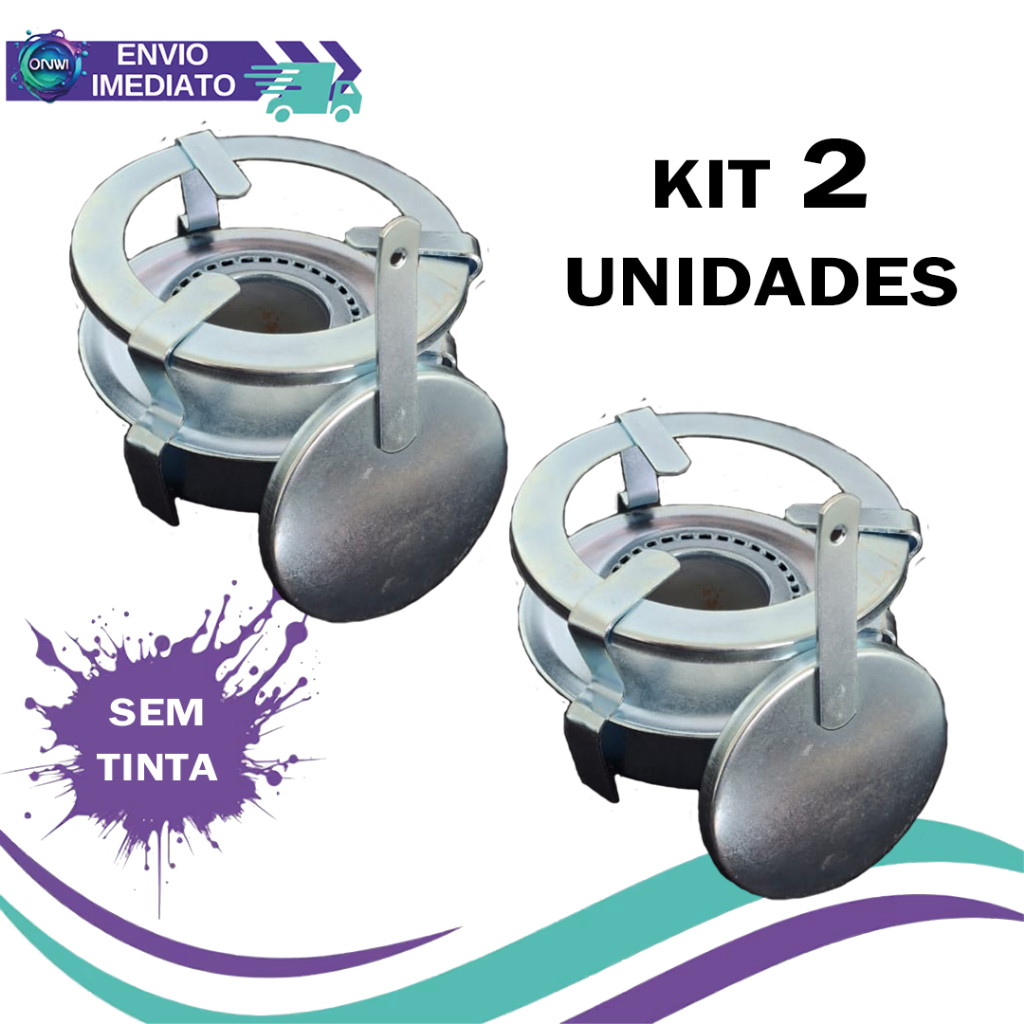 KIT 2 Unidades Fogão Fogareiro Portátil Azul 1 Boca Espiriteira à Álcool com Abafador Camping Pesca