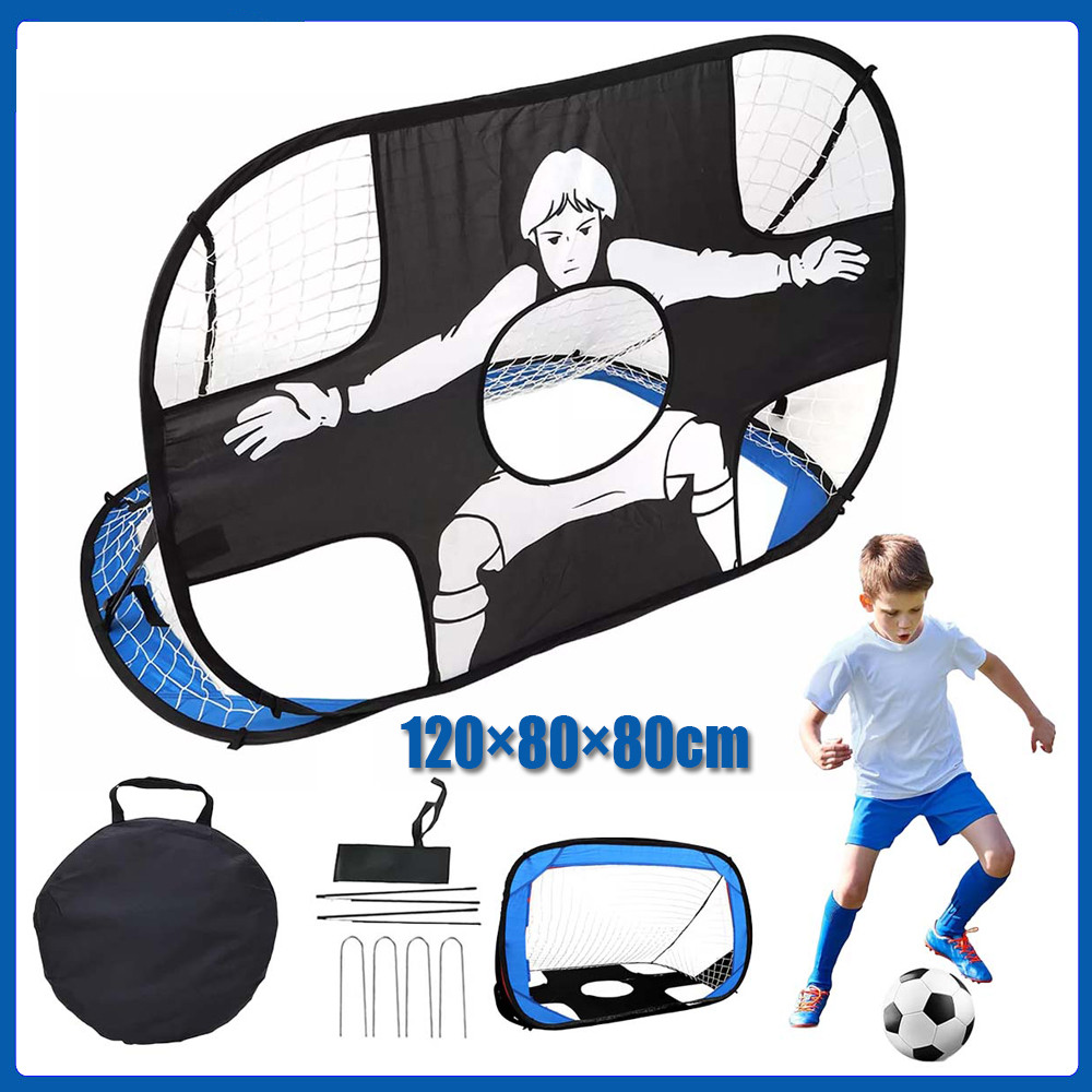 Gol De Futebol Dobrável Portátil Uso Externo / Indoor / Treinamento / Futebol / Gol 120×80×80cm cor azul