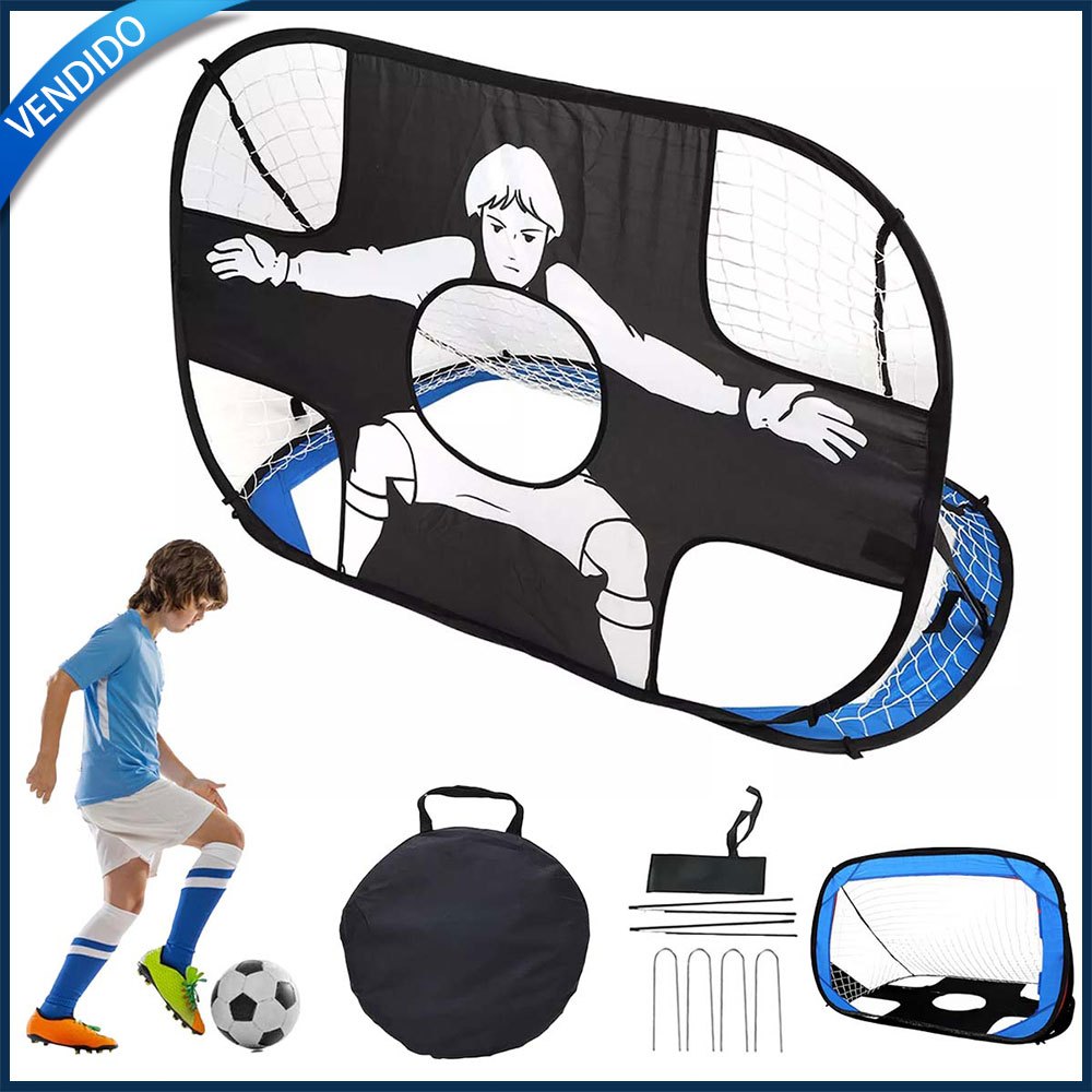 Preto e azul Football Trainer Porta de futebol infantil portátil dobrável Outdoor Training Shooting Target 120x80x80cm