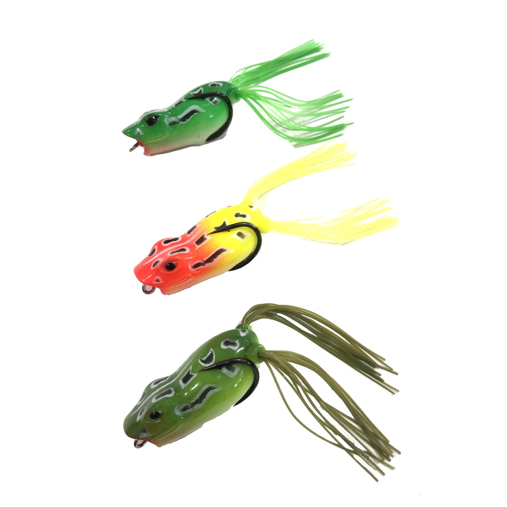 Kit C/3 Isca Artificial Sapo Frog Anti Enrosco 5cm C/ Cabelo - 12gr Flutuante