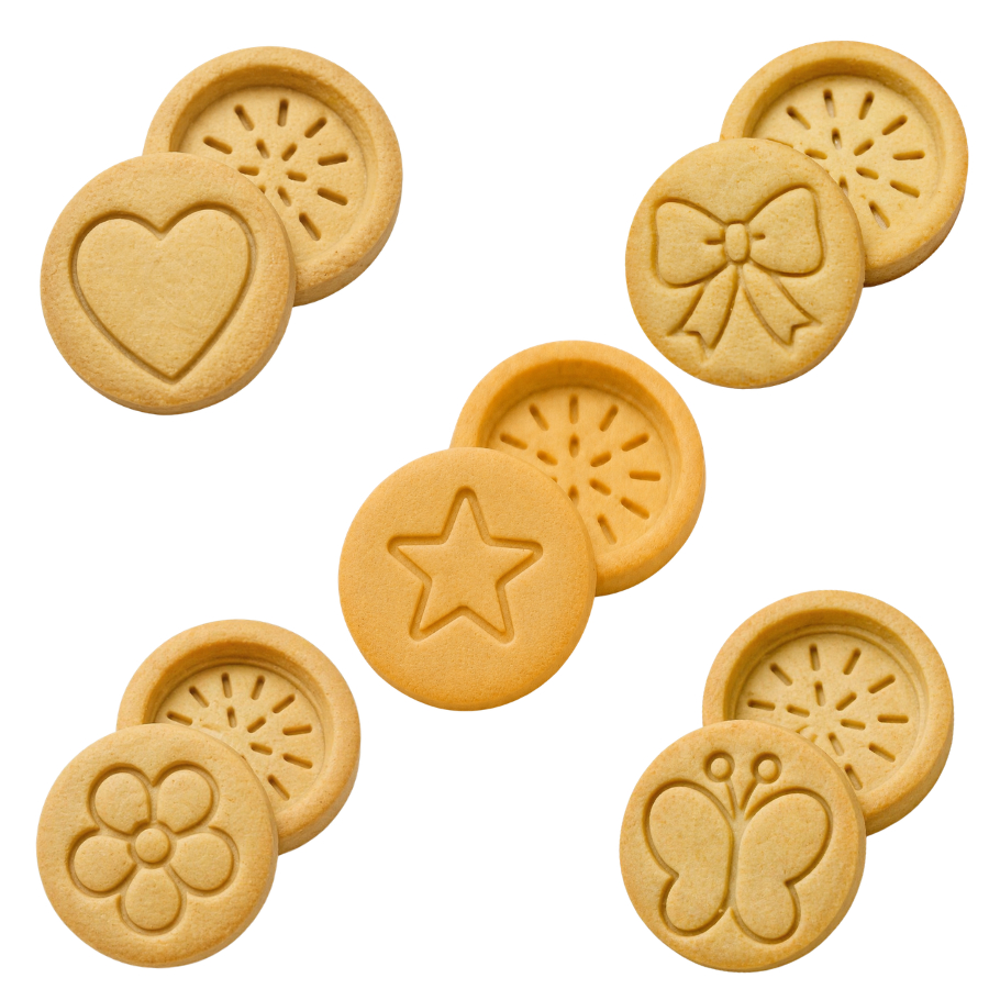 Kit Biscuits Delicart3D Cortador Marcador Biscoito Recheado Gourmet 5cm com Fundo Removível