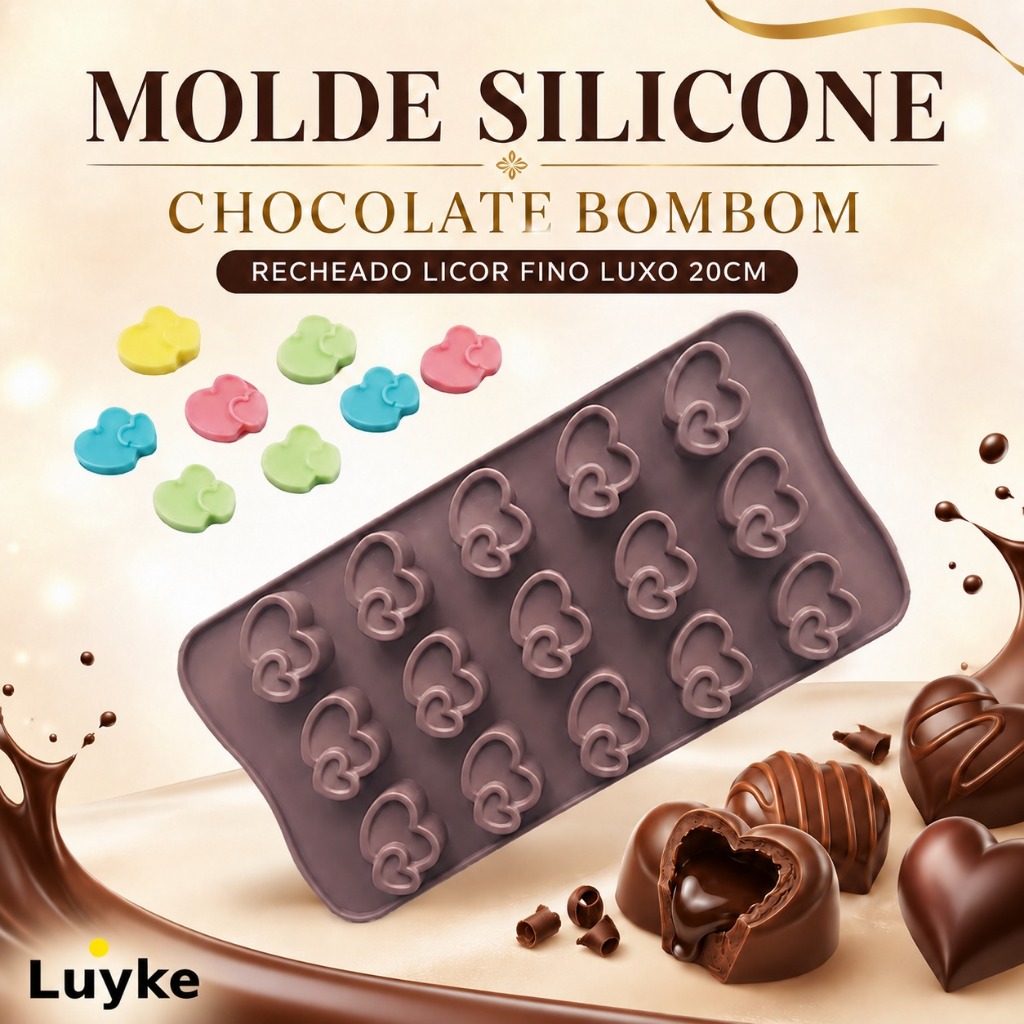 MOLDE SILICONE CHOCOLATE BOMBOM RECHEADO LICO FINO LUXO 20CM