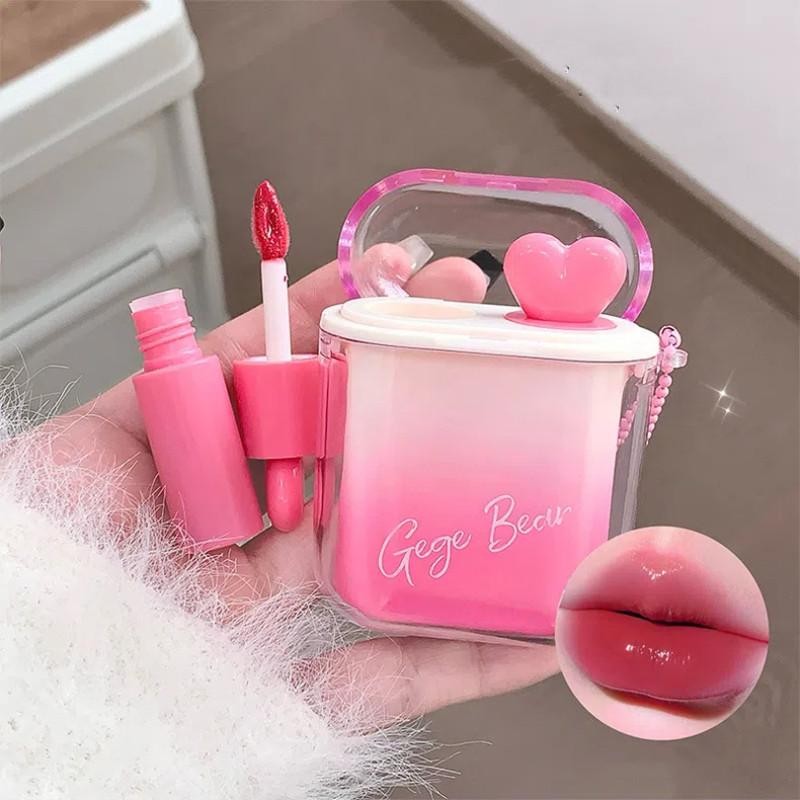 Conjunto de Brilho Labial Brilhante e Fosco em Forma de Coração, Textura Leve e Aveludada, Hidratante, para Lábios Volum
