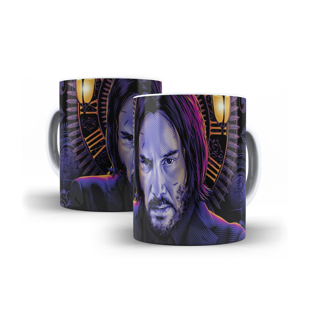 Caneca Branca de Cerâmica John Wick Babayaga Cinema Mod 05