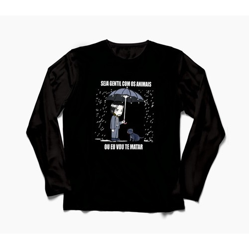 Camisa Camiseta Longa John Wick Seja Gentil Animais G0409