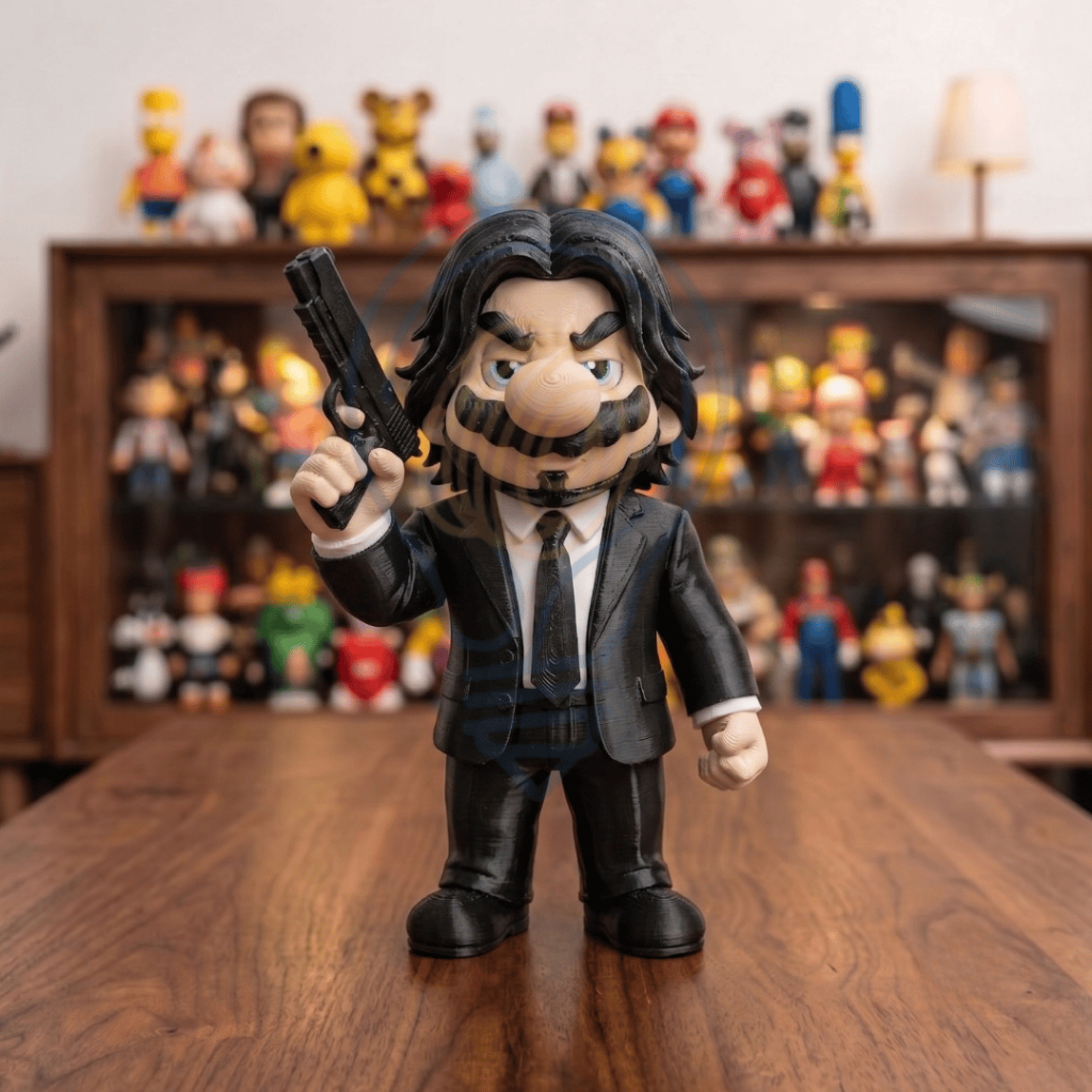 Super Mario John Wick Action Figure Exclusiva Decoração de Sala e Quarto