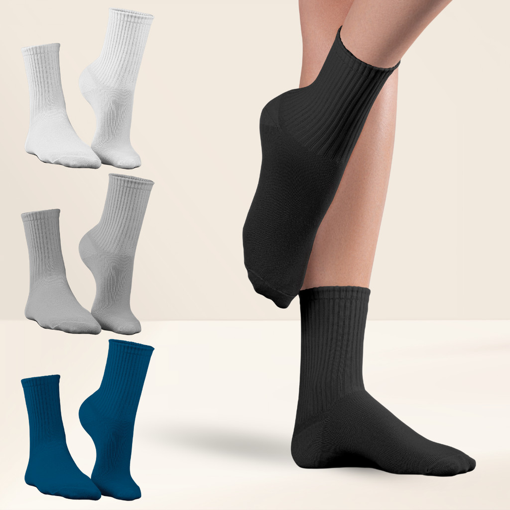 Kit 6 Pares Meia Cano Longo Fitness Academia Cores Neutras 34 ao 40