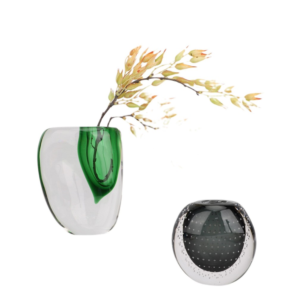Modern minimalist bubble glass vase ornament for model homes, offices, and living room desktops, light luxury craft