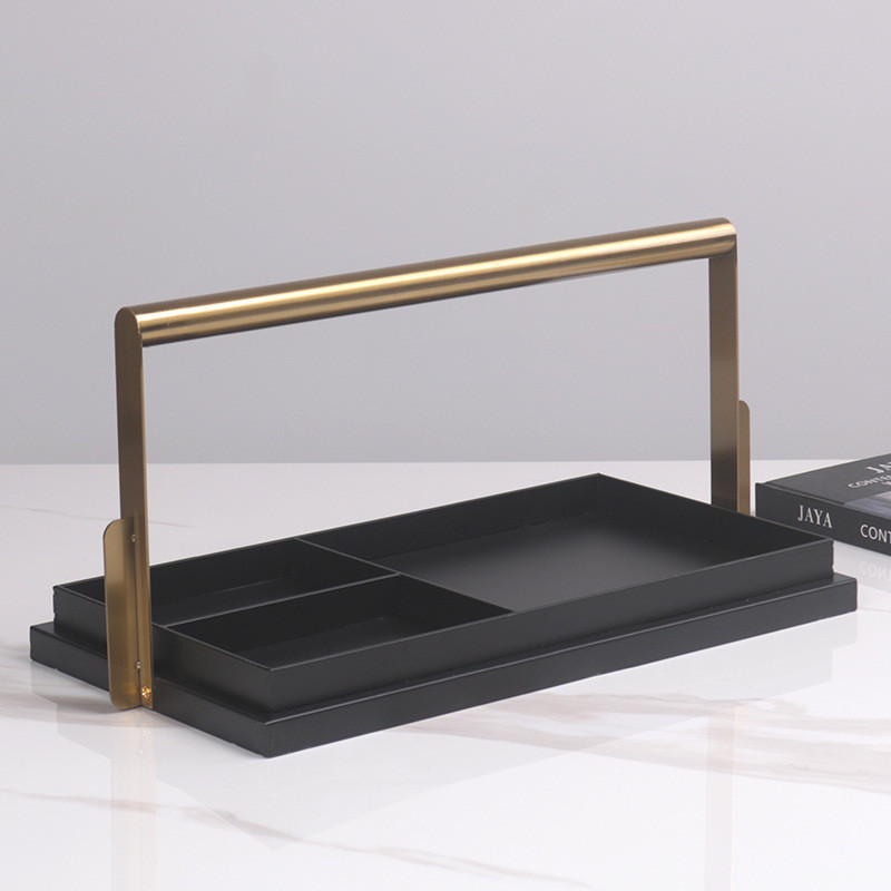Modern minimalist light luxury new Chinese-style metal tray decoration for sales offices, sample round and rectangular s