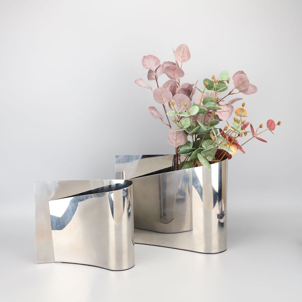 ZQ4K Modern minimalist metal stainless steel beveled edge flower vase, light luxury decoration for model rooms and home