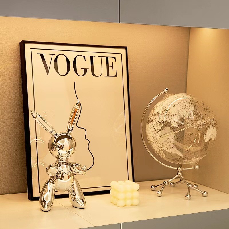 L99I Modern minimalist electroplated rabbit figurine, TV cabinet, home display cabinet, model room, living room, light l