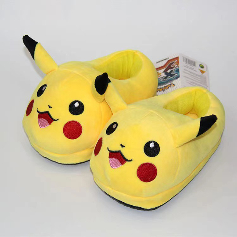 28cm Anime Pikachu Chinelos De Pelúcia Dos Desenhos Animados Bolso Monstro Cosplay Traje Sapatos Das Mulheres Homens Int