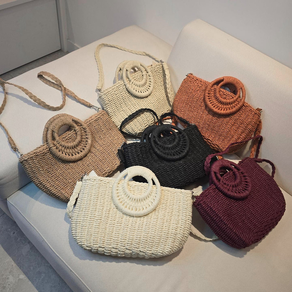 Bolsa Artesanal Praia Forrada Meia Lua Retangular Roxo