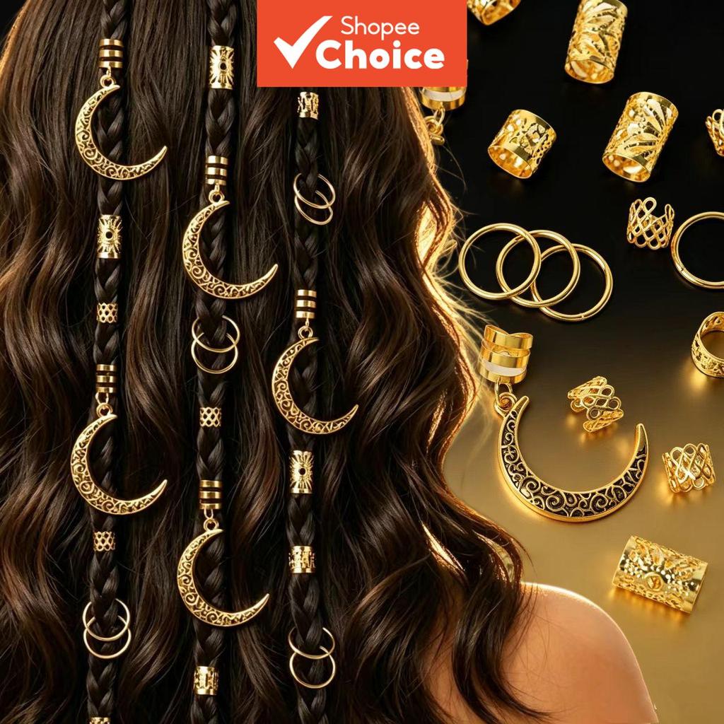 VMI Trança Anéis De Cabelo Estrela Lua Decoração Conjunto Encantos 90 Pcs Verão Praia Festival Presente Para Mulheres