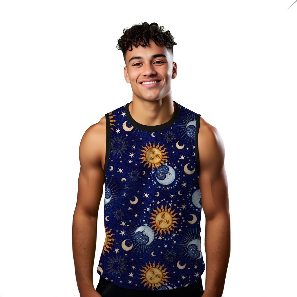 Regata Camiseta Blusa Praia Verão Estilo Lua Sol Space Galáxia Arte