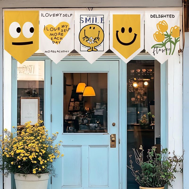 Cura Sorriso Pequena Margarida Triângulo Bandeira Cortina Vitalidade Café Cozinha Quarto Porta Decoração